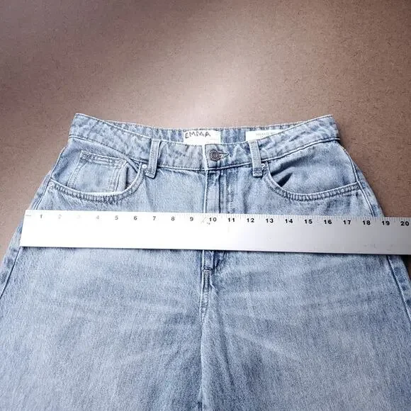 Cotton:On Relaxed Wide Leg Jeans 100% Cotton Denim Women 6 Light Blue Skater 90s - Picture 10 of 13